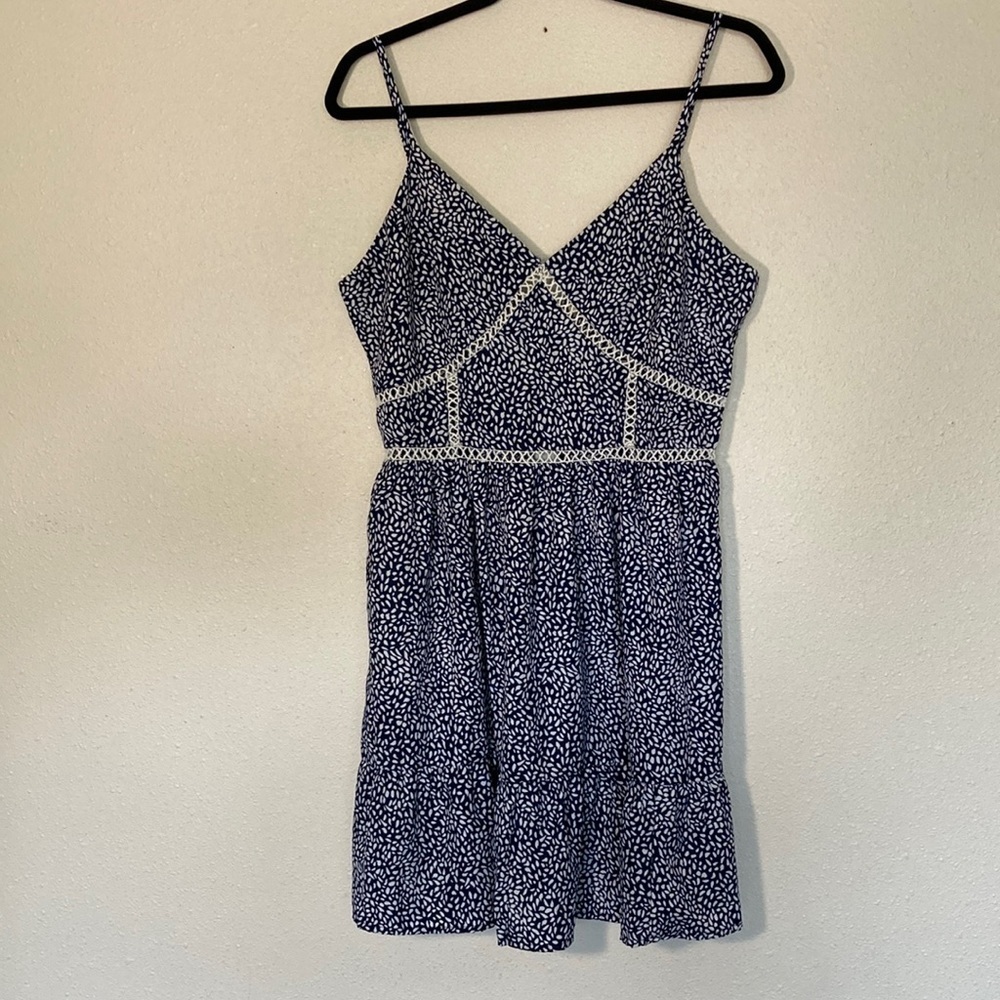 Rebellion Again Blue w/White Spots Noodle Strap Summer Dress Size L